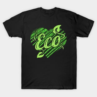 Green Leaves Logo Eco For Vegetarians And Vegan T-Shirt